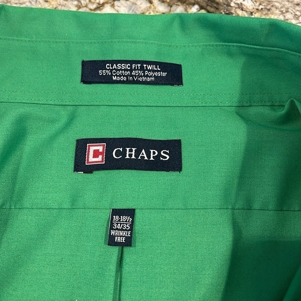 CHAPS Men’s 18-18 1/2 Green button down - Picture 5 of 13